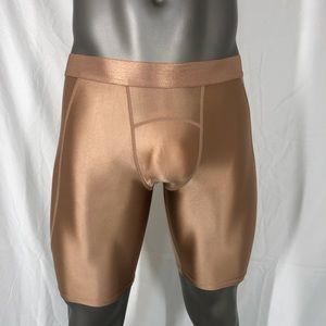 Men’s gold / coffee shiny compression shorts Sz L